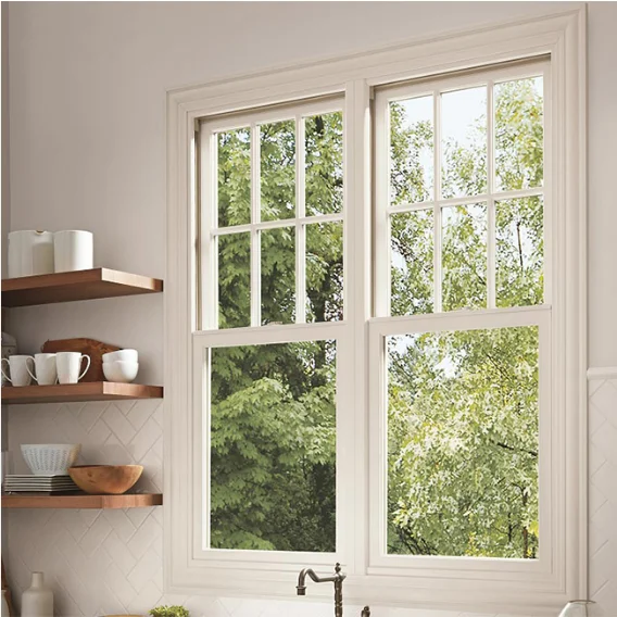 American Style Upvc Vinyl Double-Hung Windows PVC UPVC Profiles Vertical Sliding Window Single Hung PVC Window
