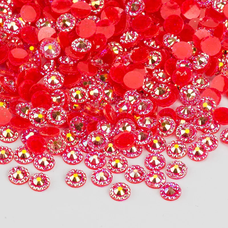 4 5 6mm Pink AB Flower Rhinestone Round Nail Face Crystal Stone Non Hotfix Strass Flatback Resin Gems for Clothes Jewelry