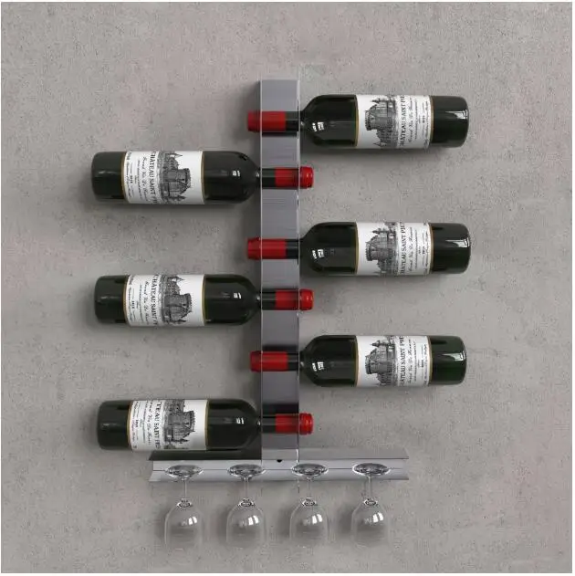 Wine Rack Wine Bottle Holder for Worktops, Pantries and Fridges Wine Storage Rack Colorful 6 bottles 4 goblets