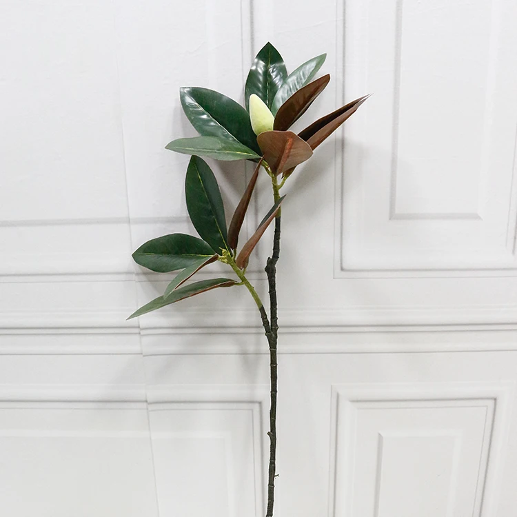 Hot selling ins style Artificial magnolia branch for Wedding Home Garden Decoration artificial magnolia leaf stem