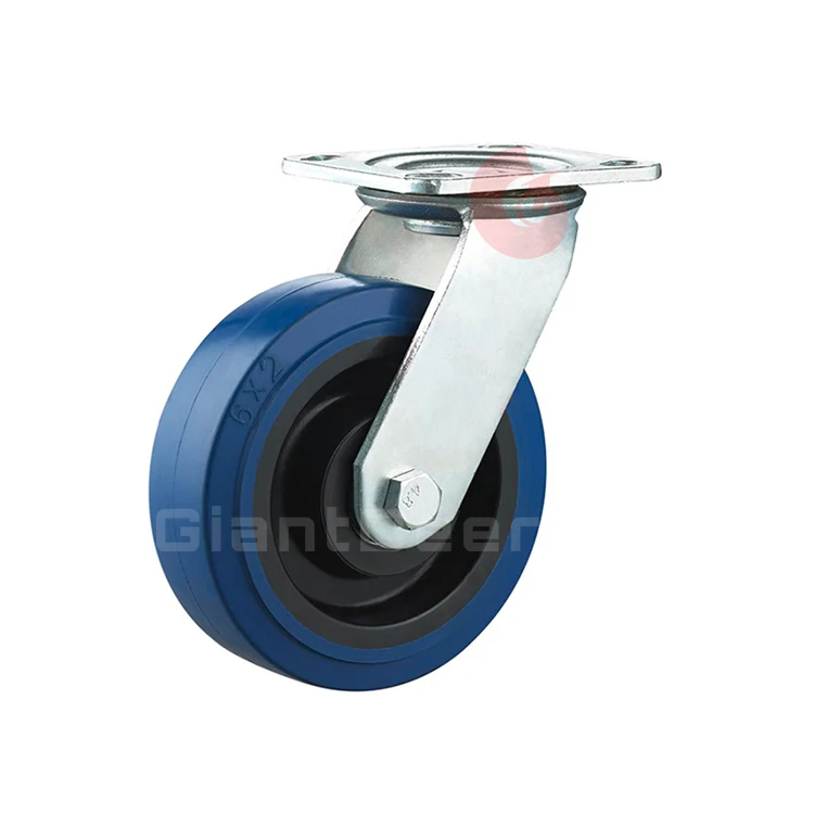 
China Supplier Corrosion Resistant Elastic Rubber Heavy Duty Castors Industrial Wheel Casters 4In 5In 6In 8In 