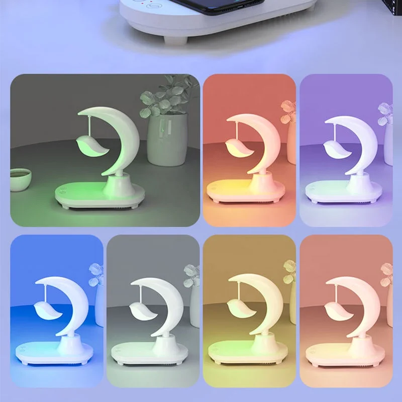 Dimmable wireless charger music speaker bedroom RGB ambient romantic light table night lamp decoration for beauty living room