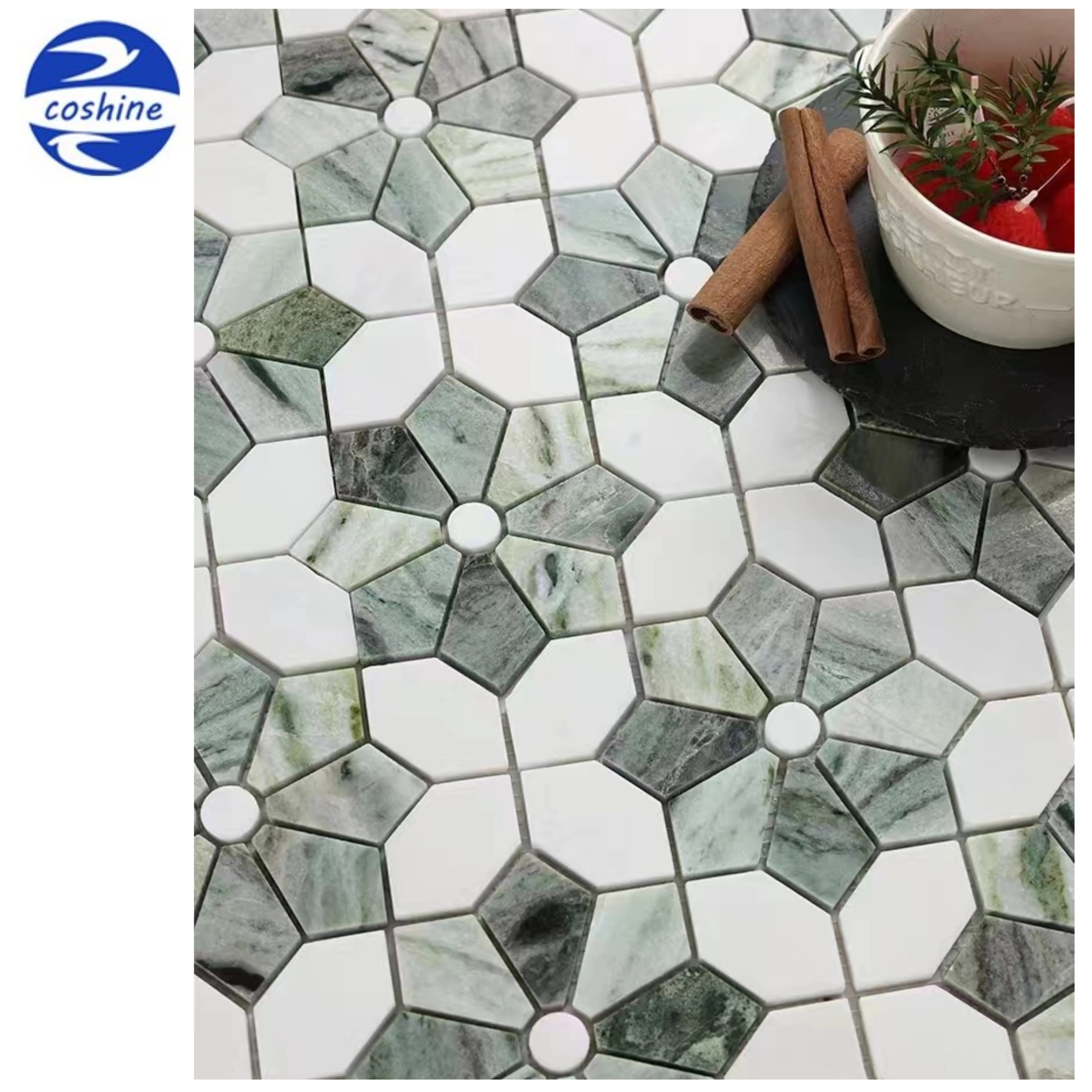 Natural Beautiful Exotic Green Marble Tile Slab Stone With Veins For Indoor Outdoor Hotel Villa Garden Wall Panel Flooring Tiles