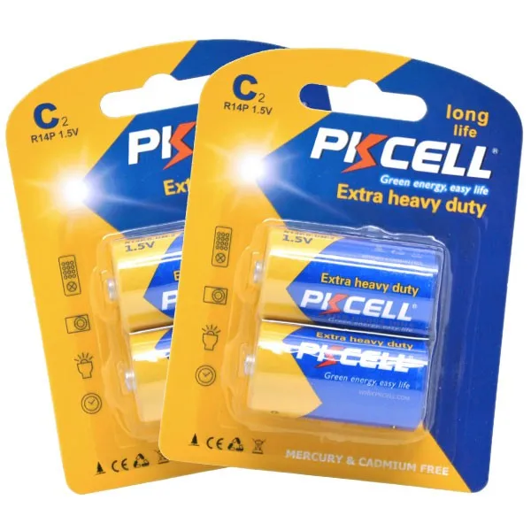 PKCELL 1.5v carbon zinc batteries c size r14p battery for Flashlight