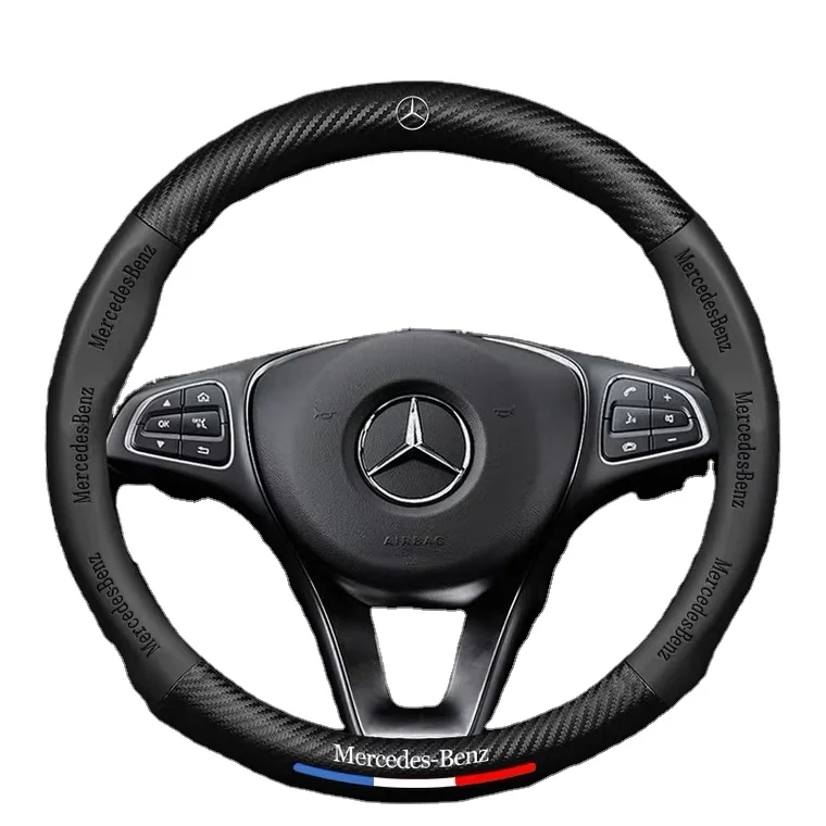 Custom Logo Car Steering Wheel Handle Cover with Carbon Protection Fiber Leather Steering Wheel Cover Universal