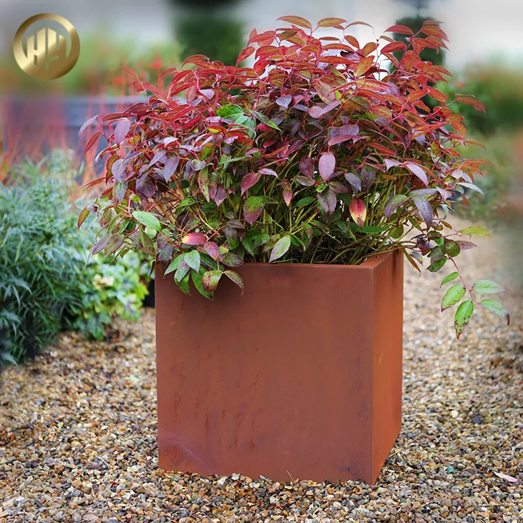 Outdoor Corten Steel Rusty Square Metal Plants Flower Box Planter