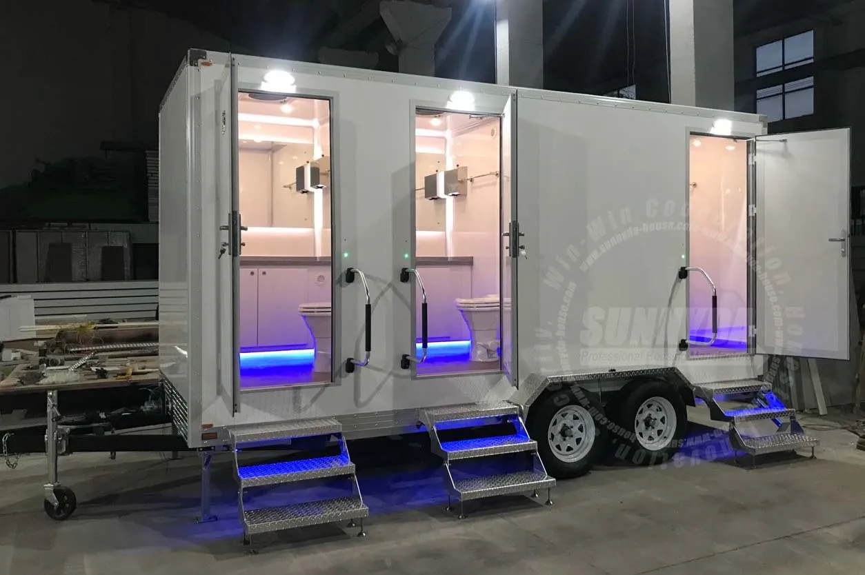 More popular portable china toilets folding type mobile toilet trailer
