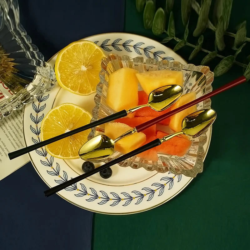 European and American fashion coffee spoon dessert hotel wedding gold set tableware tableware knife fork spoon box stainless ste