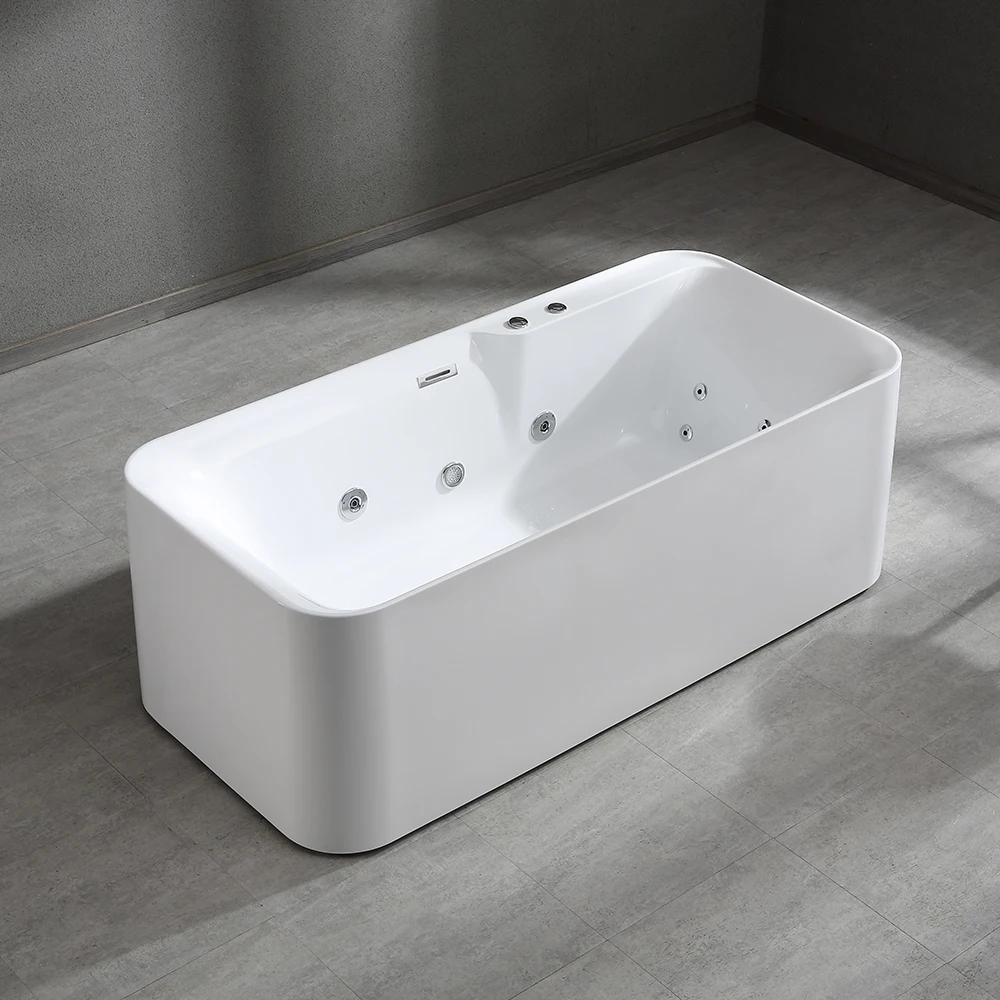 Top Rated Acrylic Freestanding Massage Bathtub Indoor Bathroom Hydrotherapy Water Jets LED Whirlpool Bathtub For Adult