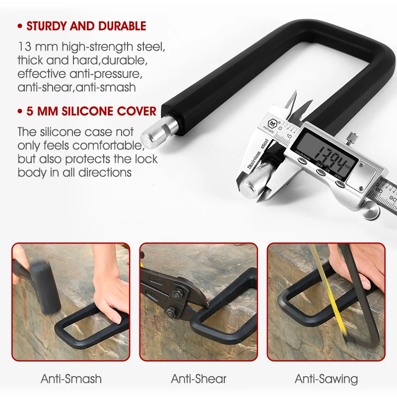 WEST BIKING Popular Custom Bike Bicycle Cycle Cable Steel U Locks With 2 Keys Security Anti Theft U-Lock Home Door U Shape Lock