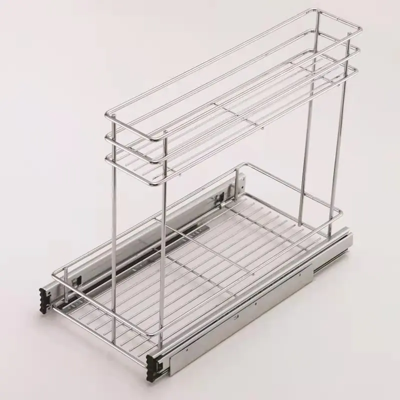 kitchen Pull Out Wire Basket Steel for base cabinet Storage organizer under