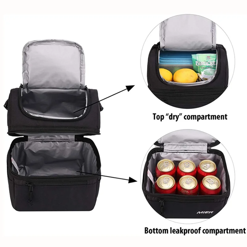 Custom logo RPET picnic luxury sublimation Reusable Leakproof Insulated thermo food Lunch box shoulder tote Cooler bag