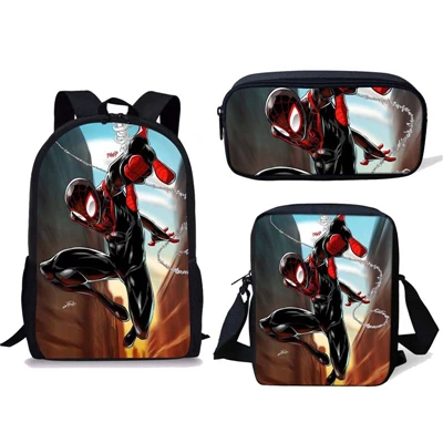Spiderman Mochila Escolar Infantil Children Pencil Shoulder Book Bags Anime School Bag 3pcs Kids Backpack Boys Girls Gift