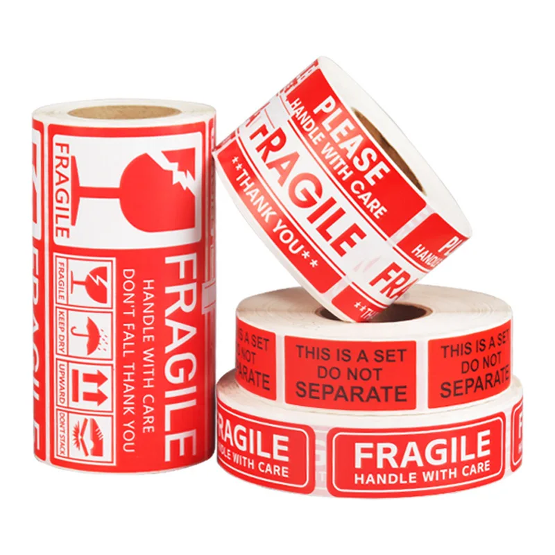 Custom Printing Fragile Sticker Fragile Label Fragile Vinyl Sticker Packs Packaging Label Kiss Cut Sticker Waterproof CMYK YUCAI