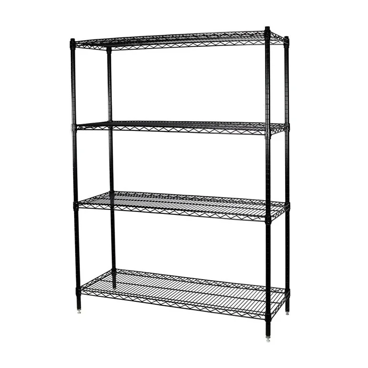 AMJ Hot Selling Metal 4 Tier Steel Nsf Approval Industrial Wire Mesh Display Rack Shelf