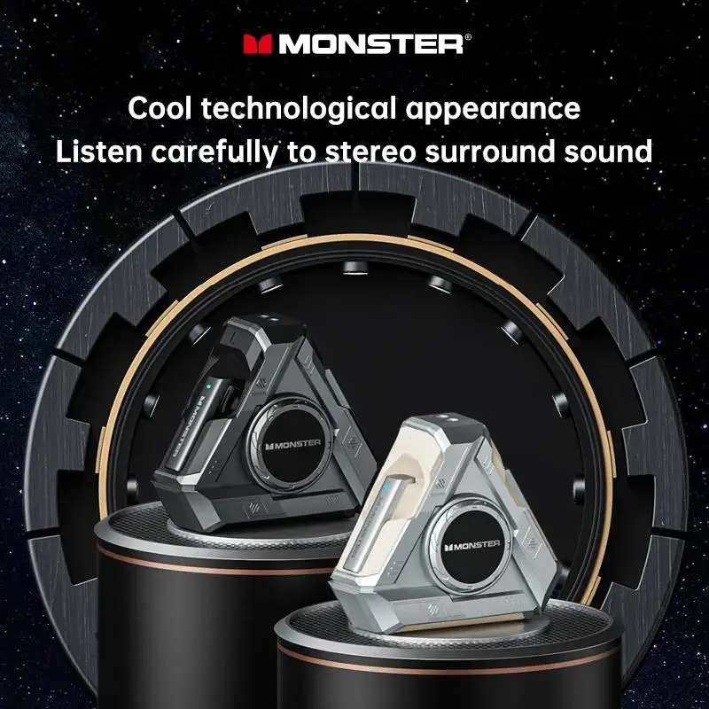 XKT22 Wireless Bluetooth 5.4 Headphones Gaming Earbuds Cool Triangle Design Gamer Headset TWS Noise Reduction Earphones