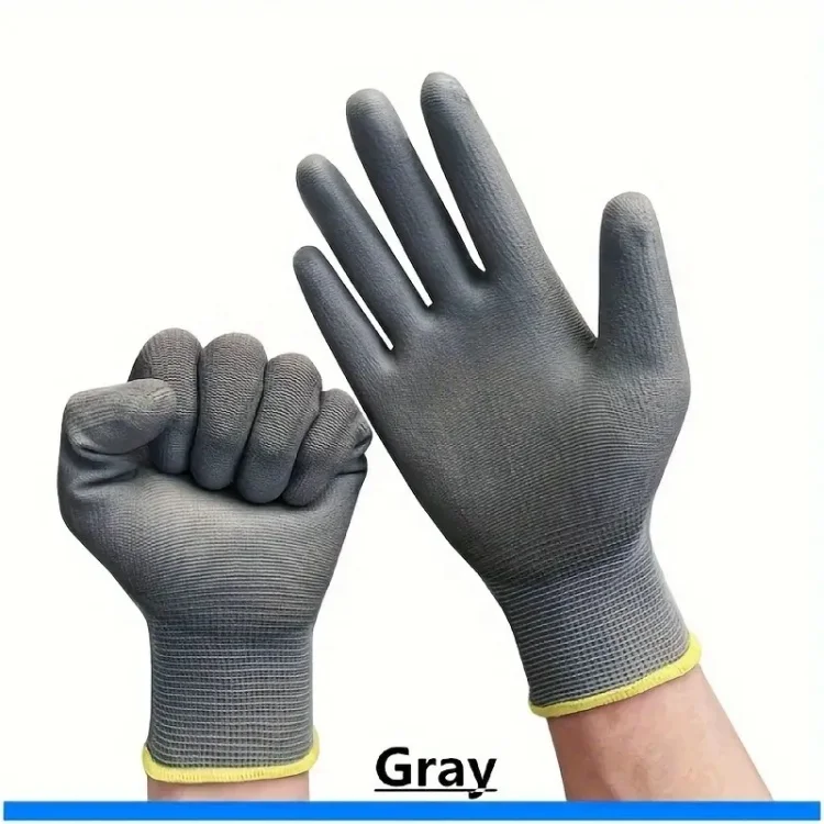 Light Weight Nylon or Polyester Knitted Seamless Gloves Combined With Unique Polyurethane Palm Coating
