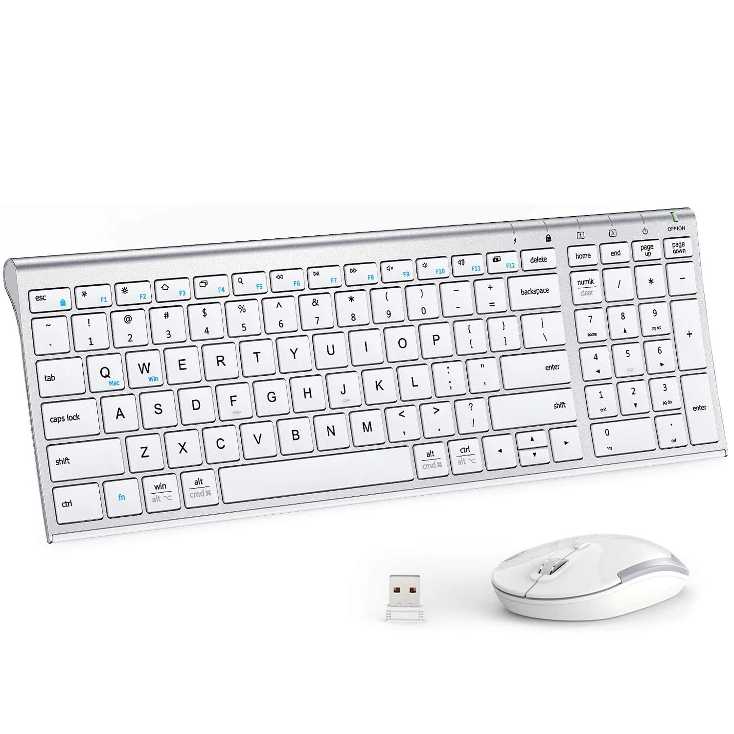 iClever GK03 Wireless Keyboard and Mouse Combo - 2.4G Portable Rechargeable Battery Ergonomic Design Full Size Slim Stable