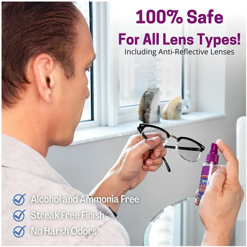 Wholesale OEM 2 In 1 Spray And Cloth Sunglasses Eyeglasses Streak-Free Lens Cleaner Spray Kit