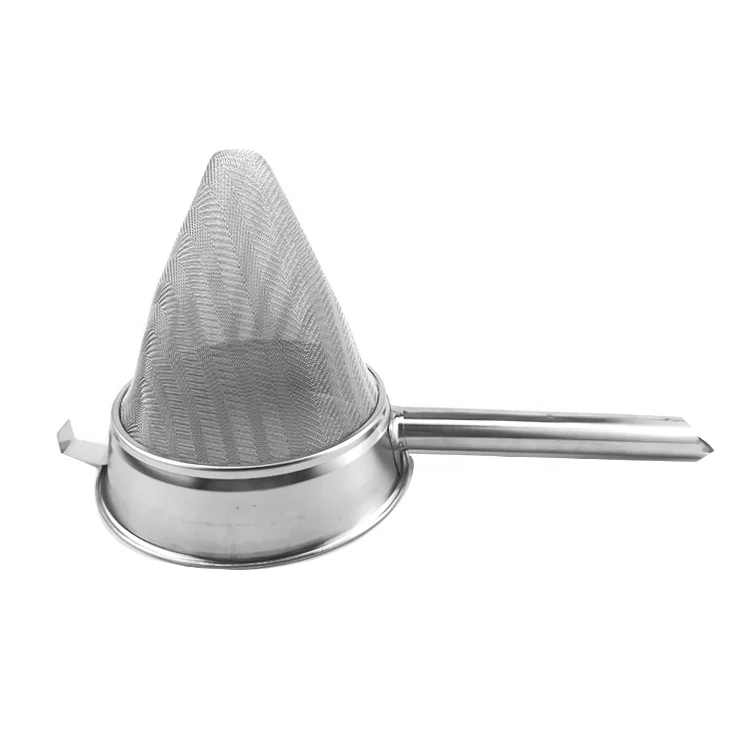 8/10 inch commercial colander Steel Mesh filter stainless steel china cap strainer notch wire filter for restaurant filter