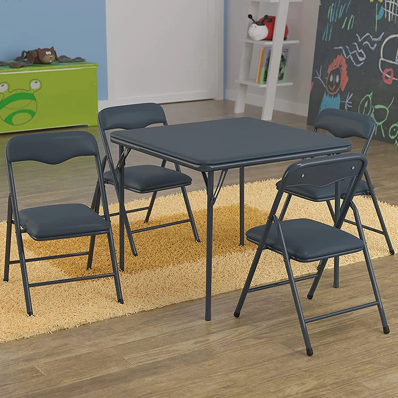 5 Pieces Folding Table and Chair Set 1 Square Table and 4 Chairs For Space Saving