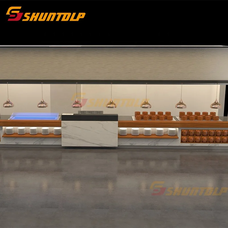 Luxury Commercial Salad Bar  Display Refrigerator buffet cooler modern hotel sushi buffet counter equipment design