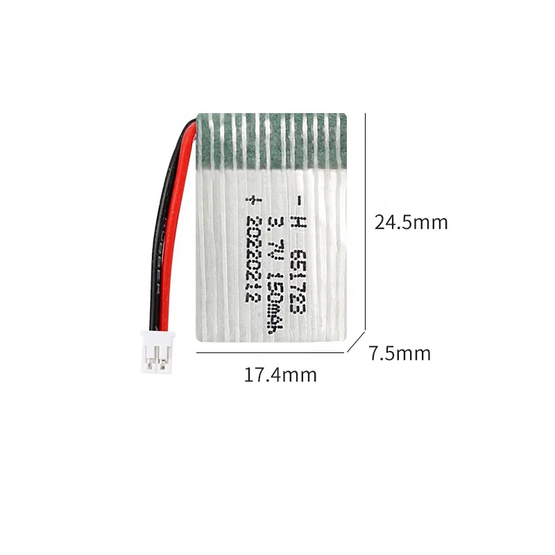Lipo 651723 3.7V 150mAh 20C RC helicopter polymer battery with connector for quadrocopter