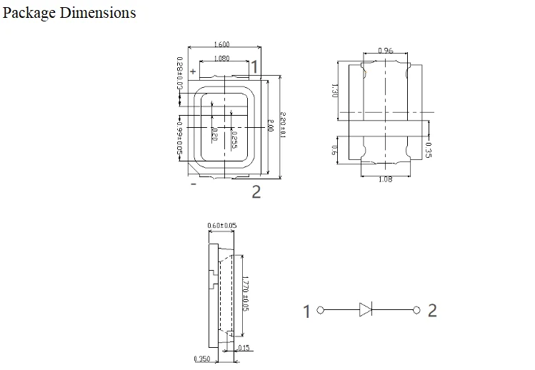 China Brand 2016 95CRI 3000K 3V 0.2W SMD LED Chip Diode