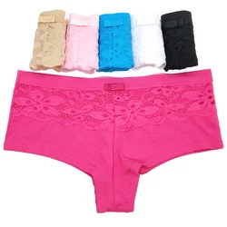 Chinese supplier New fashion women boyshorts ladies custom low waist underwear invisible lace front breathable cotton panties