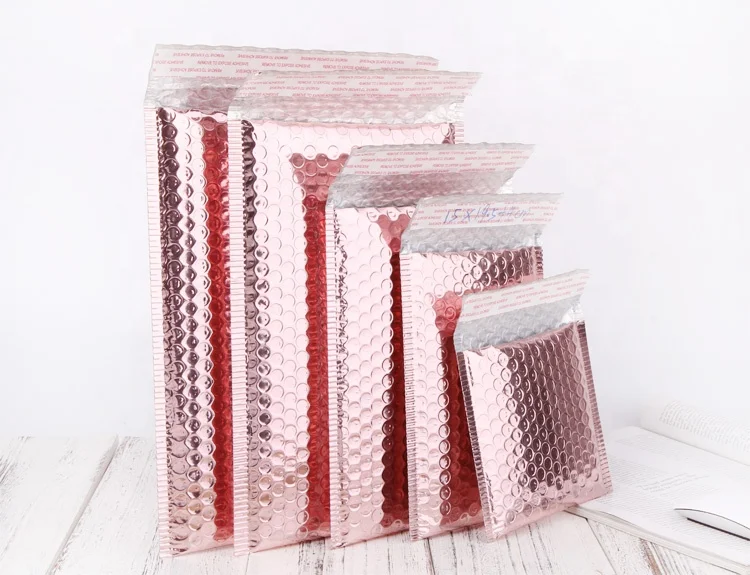 China suppliers cheap Rose gold Bubble envelope bag Outer aluminum foil luxury bubble bag