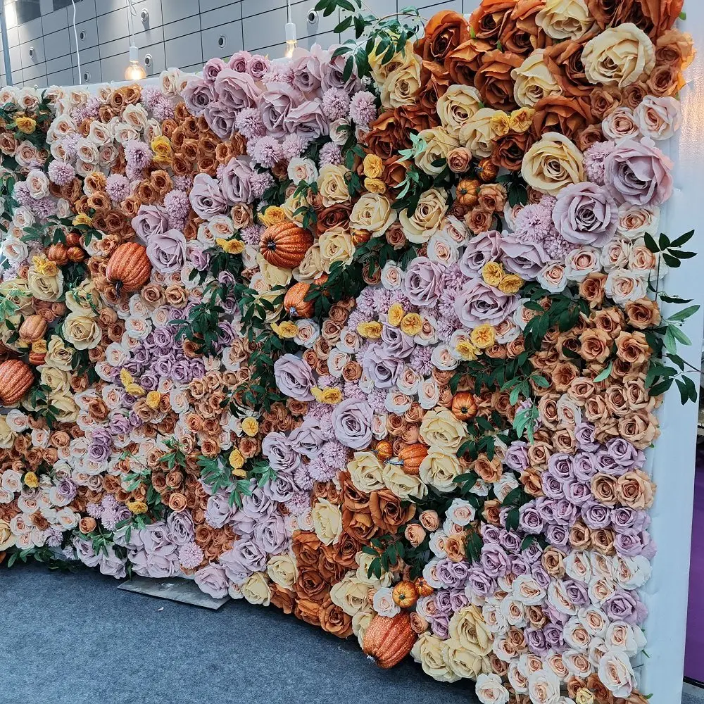 Silk 3D Flower Wall Red Rose Flower Wall Panel for Wedding Decor Different Types to Customize Latest Design Backdrop wall flower