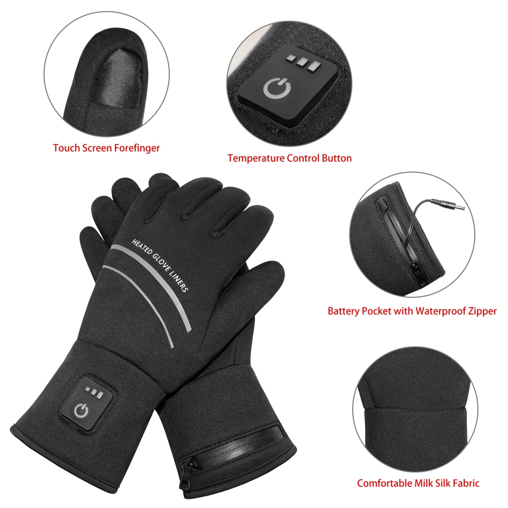  USB battery electric heated glove warmsmart winter waterproof motorcycle riding football liner
