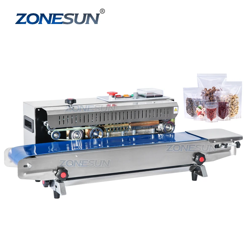 ZONESUN FR-900 Semi-automatic Horizontal Plastic Pouch Poly/PE Aluminium Foil Bags  Continuous Band Sealer Sealing Machine