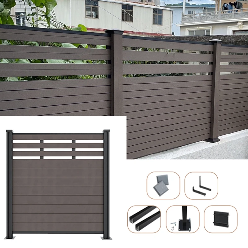 Manufacture Privacy Wood Plastic Composite Fence Balcony Fencing Material Outdoor Garden WPC Fence