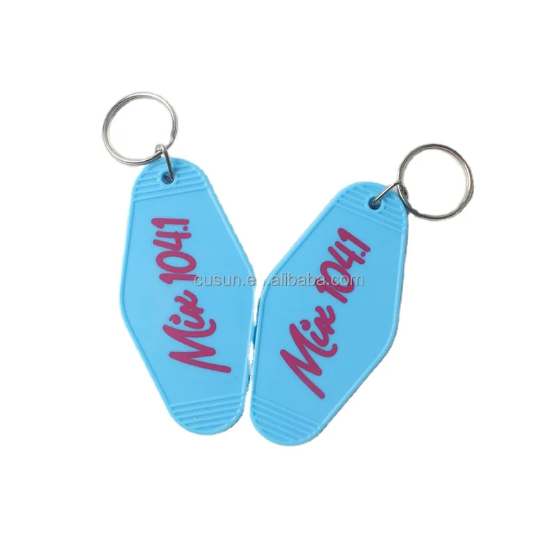 Promotion Gifts Plastic Custom Acrylic Vintage Motel Keychain Key Tag Hot Stamp Hotel Keychains Blank Print Gold key ring