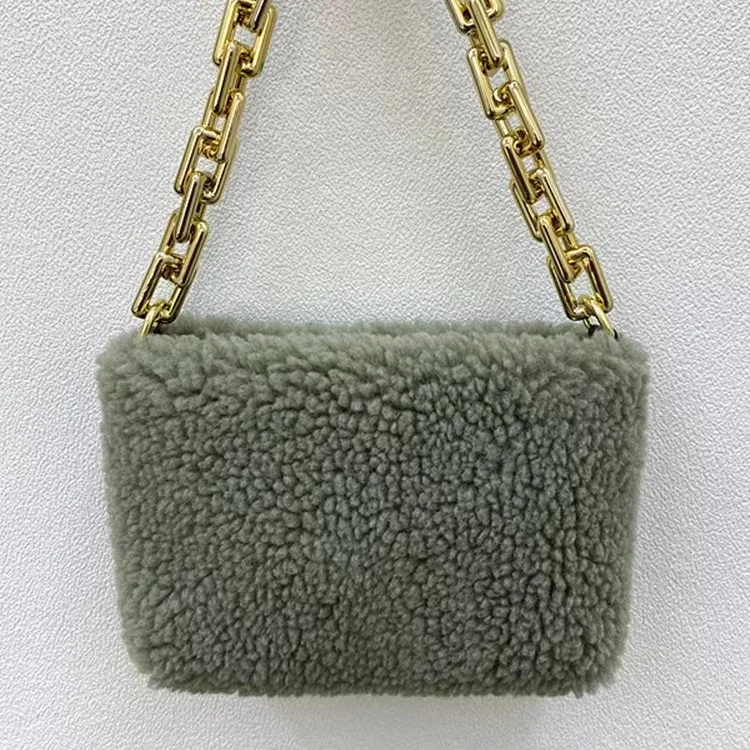2022  high  street  fashion bags   curly  lamb  faux fur handbag    women  fur  bags