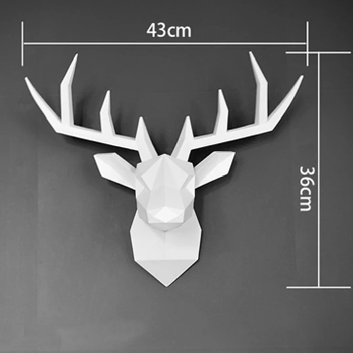  3D статуя головы оленя декор для стен комнаты скульптура 43*16*36 см фигурка животного подвесные полимерные украшения дома настенное