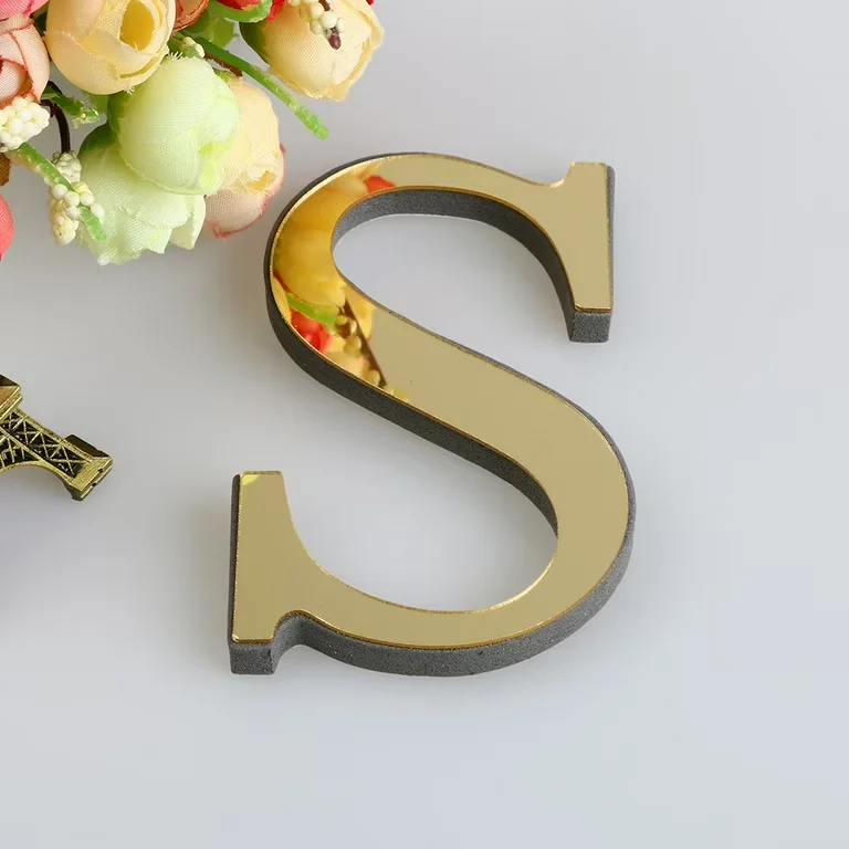 26 English Letters Mirror Wall Stickers 3d Effect Acrylic Alphabet Words Mirrors Wall Sticker Decals Diy Home Art Decorations