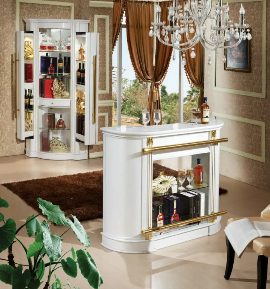 Классический дизайн деревянный винный шкаф с барная стойка для гостиной