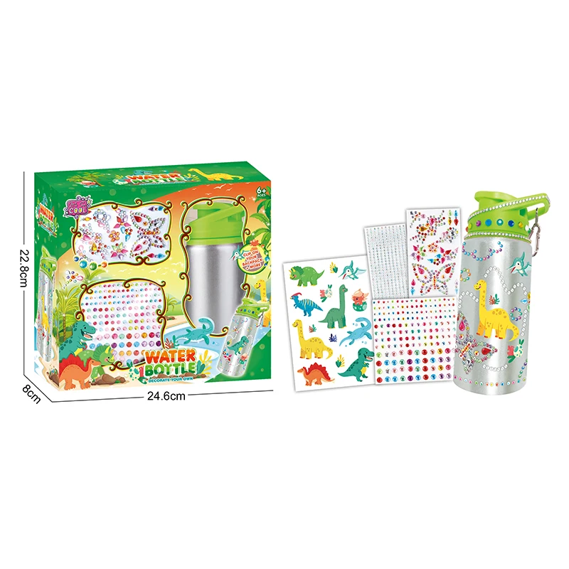 Decorate your Own Bottle  Boys lovely Animal World 3D Gemstone diamond  sticker DIY toys with food grade safety aluminum bottle