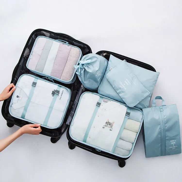 Travel Packing Cubes 7 Pcs Luggage Packing Organizers Set with Toiletry Bag for Suitcase