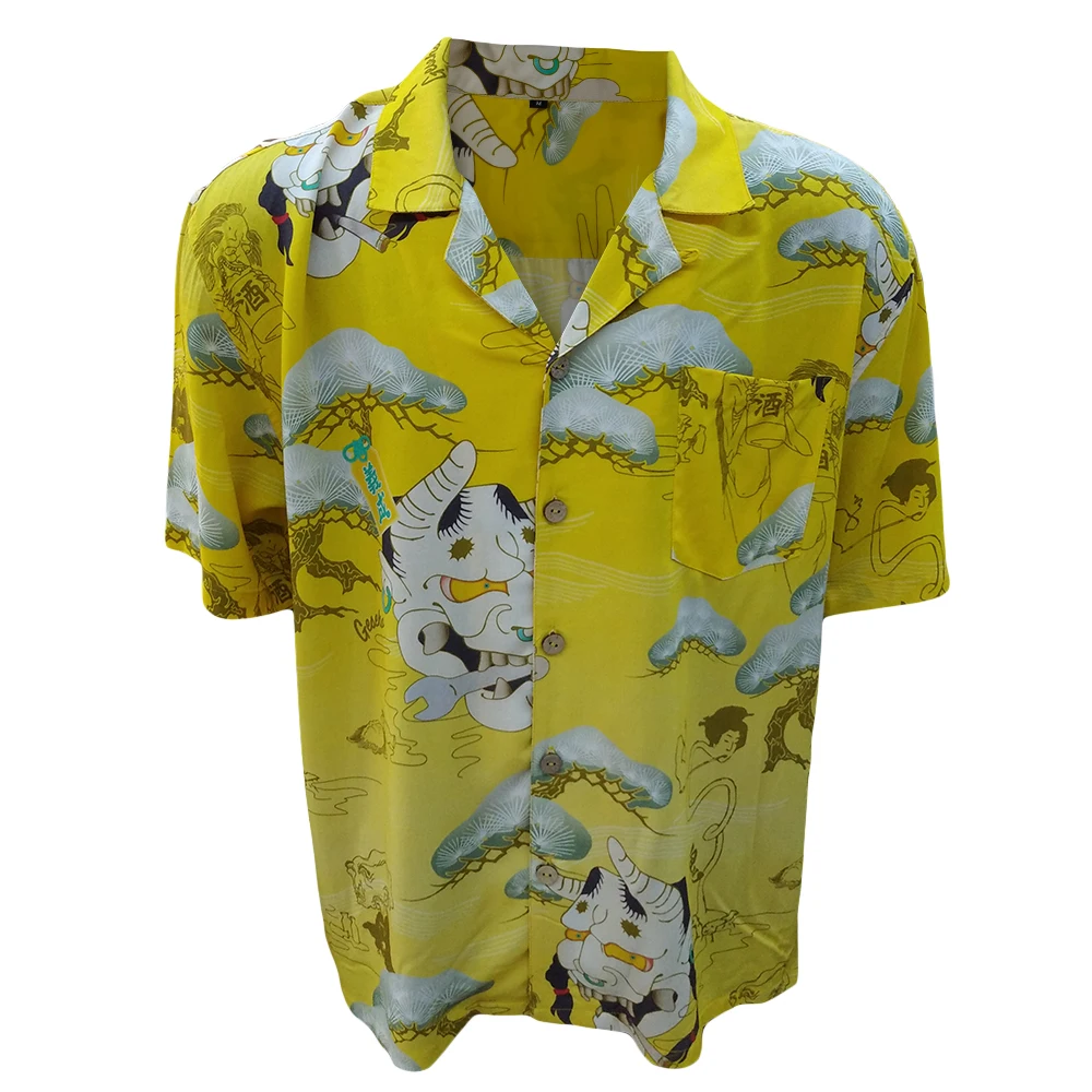 Custom Fashion Hawaii Casual Shirt Short Sleeve Digital Print Polyester Beach Bowling Shirts For Men