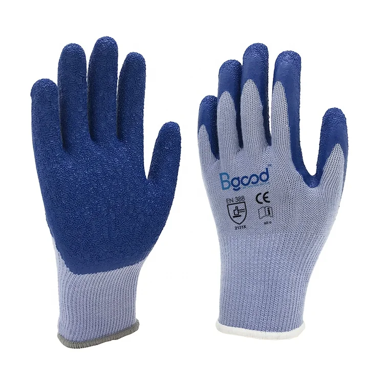 Economic crinkle latex palm coated glove 10 gauge Construction Work Gloves firm touch grip safety glove