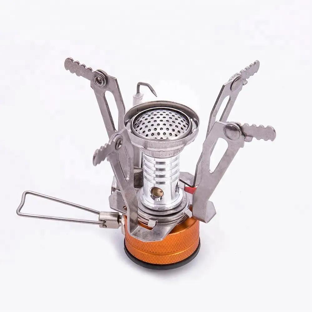 Single Burner Lightweight Portable Butane Gas Stove Durable Metallic Mini Camping Gas Stove Tourists Manual Application
