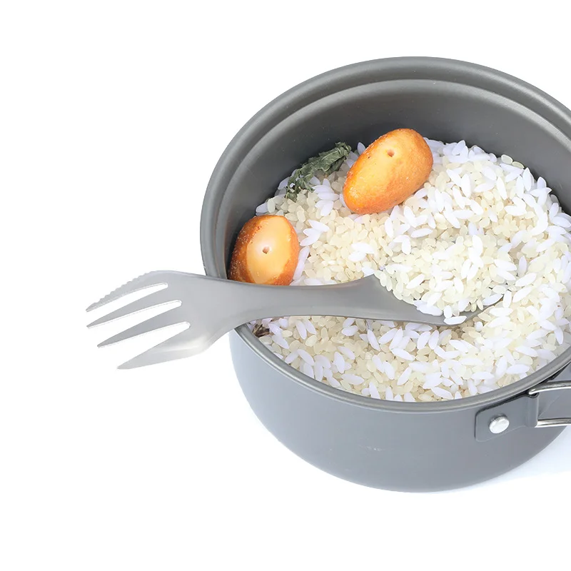 Light Weight 3 in 1 Camping Utensils Titanium Camping Combo Spoon Fork Knife