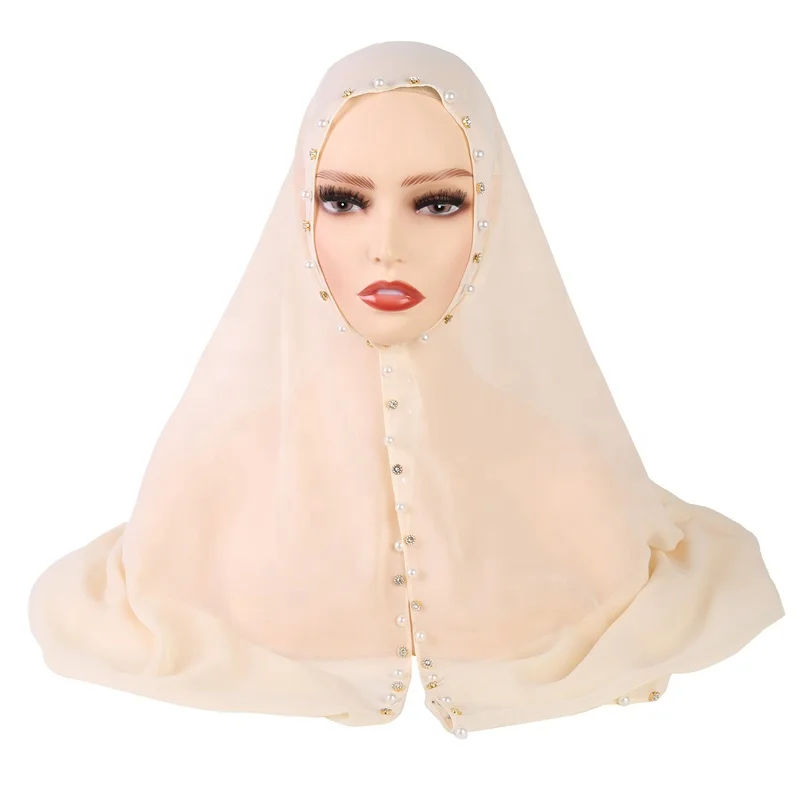 Wholesale Custom Thickened Bubble Heavy Chiffon Muslim Wave Dragon Turban Ladies Shawl Hijab