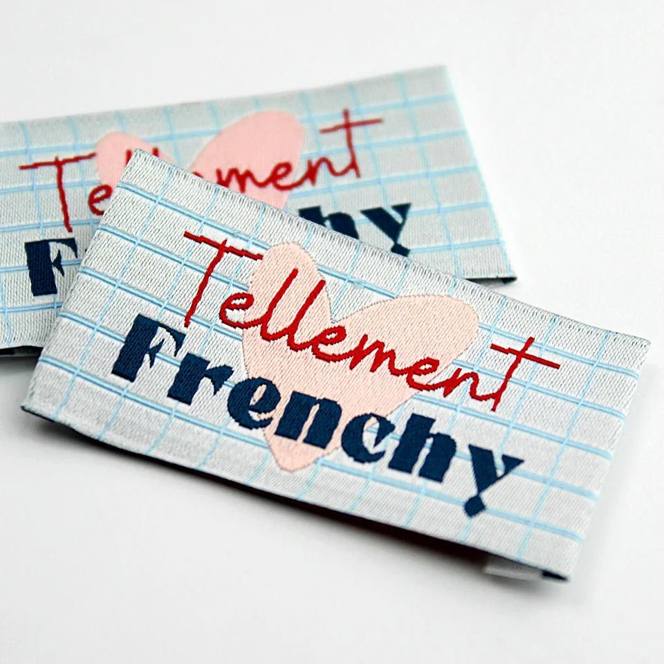 High Density Thick Fabric Label Sewing on T-shirt/Dress Customized Private LOGO Clothing Washing Sizes Woven Tags