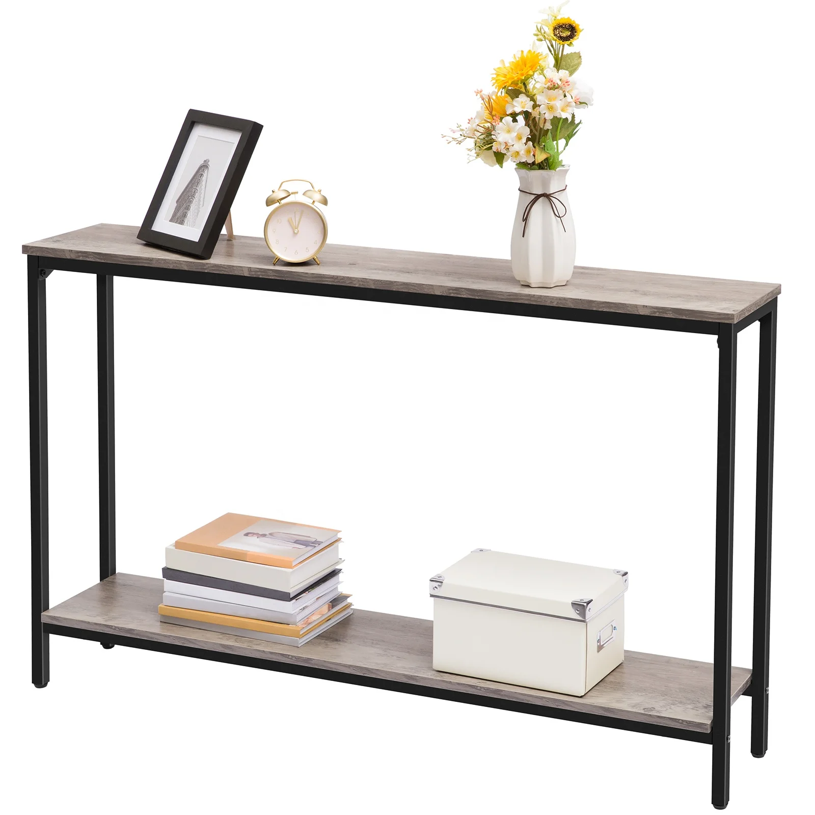 HOOBRO hot selling hallway wooden console table modern luxury black metal leg console table for living room furniture