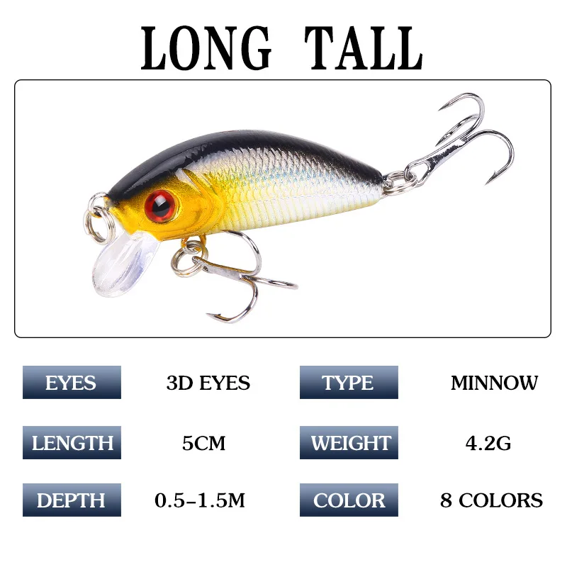 oem Custom Factory wholesale Fishing Bait Tiny Trout 50mm 4.2g mini Fishing Waders Minnow Lures Baits crank