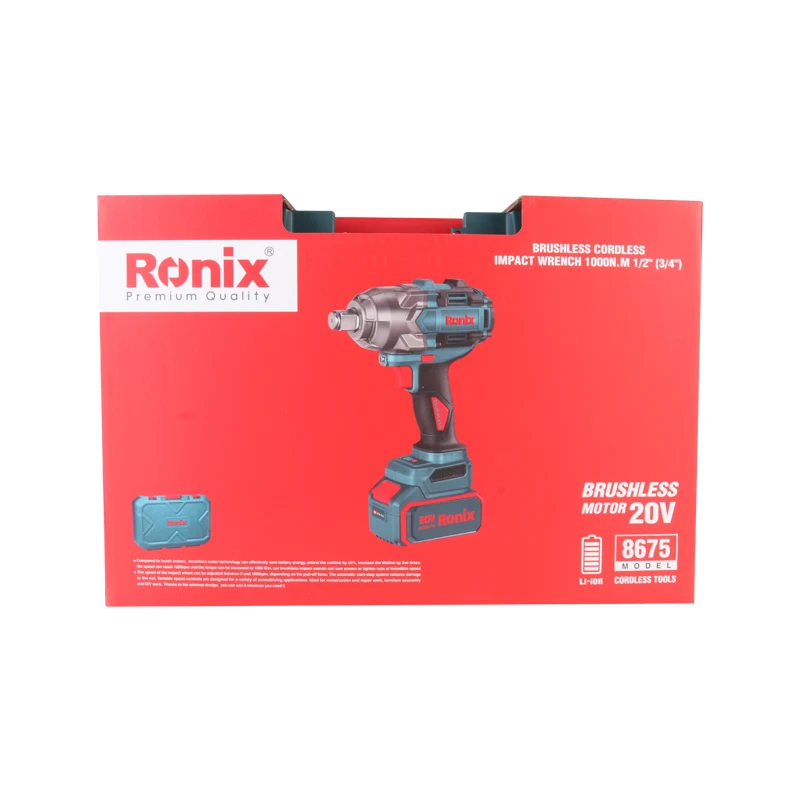 RONIX 8673 20 В бесщеточный ударный ключ 1/2 дюймов 500 нм высокоэффективный беспроводной